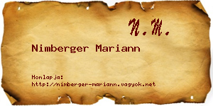 Nimberger Mariann névjegykártya